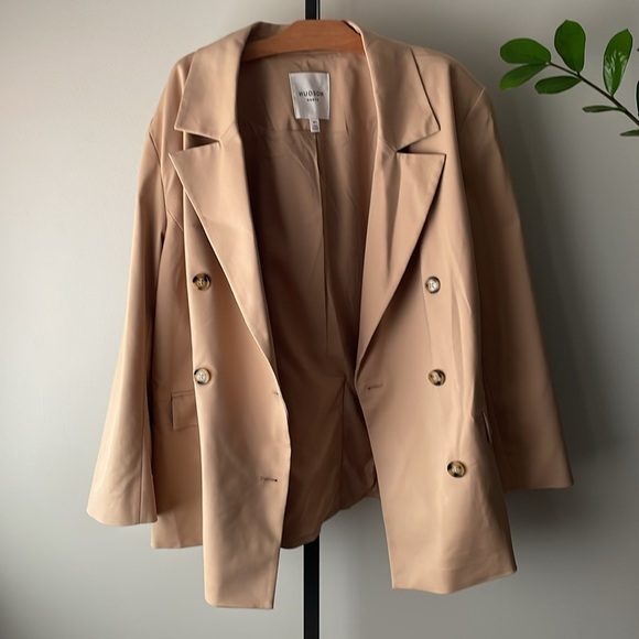 Hudson North Double Breasted Blazer Suit Jacket Tan Womens Plus Size 20W - Picture 8 of 8